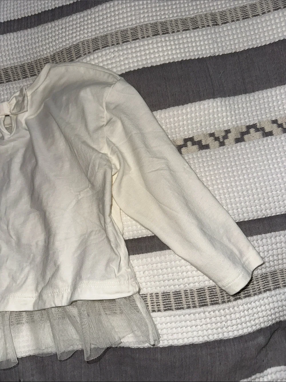 Carter's Cream Long Sleeve Top with Mouse and Tulle Hem